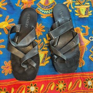 Aemery Black Women's Leather Sandals Size 37